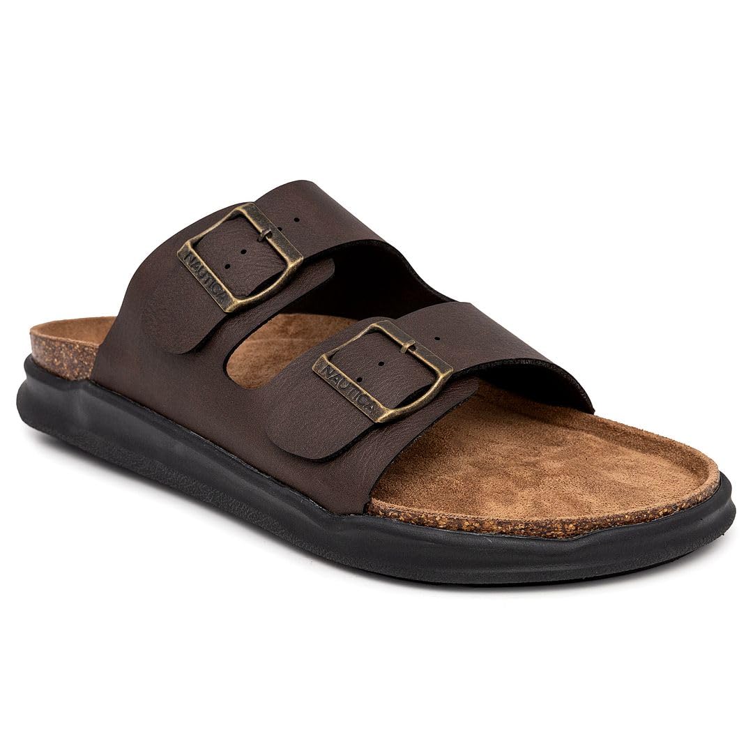 Nautica Mens Sandals Casual Slides With Adjustable Buckle Straps