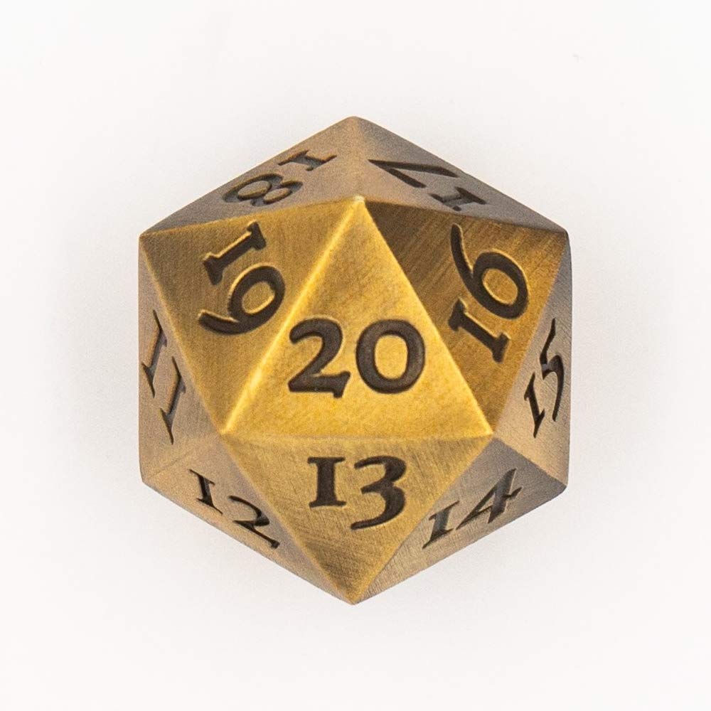 Extra Large Solid Metal D20 Spindown/Countdown Dice Gold Life Counter for MTG Magic Commander EDH Extra Heavy