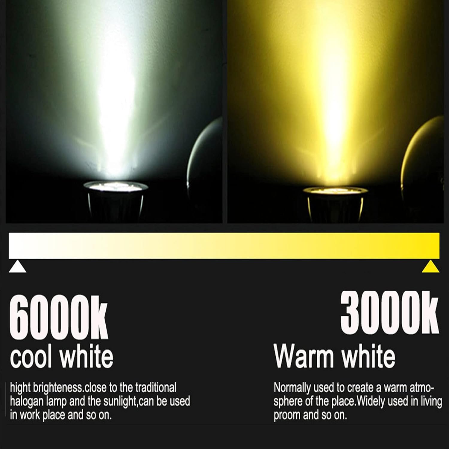 Bombilla Led 15w 10w 7w Gu10 Foco Led COB Gu10 Bombilla Led Regulable Larga Vida, Cold White, 10W