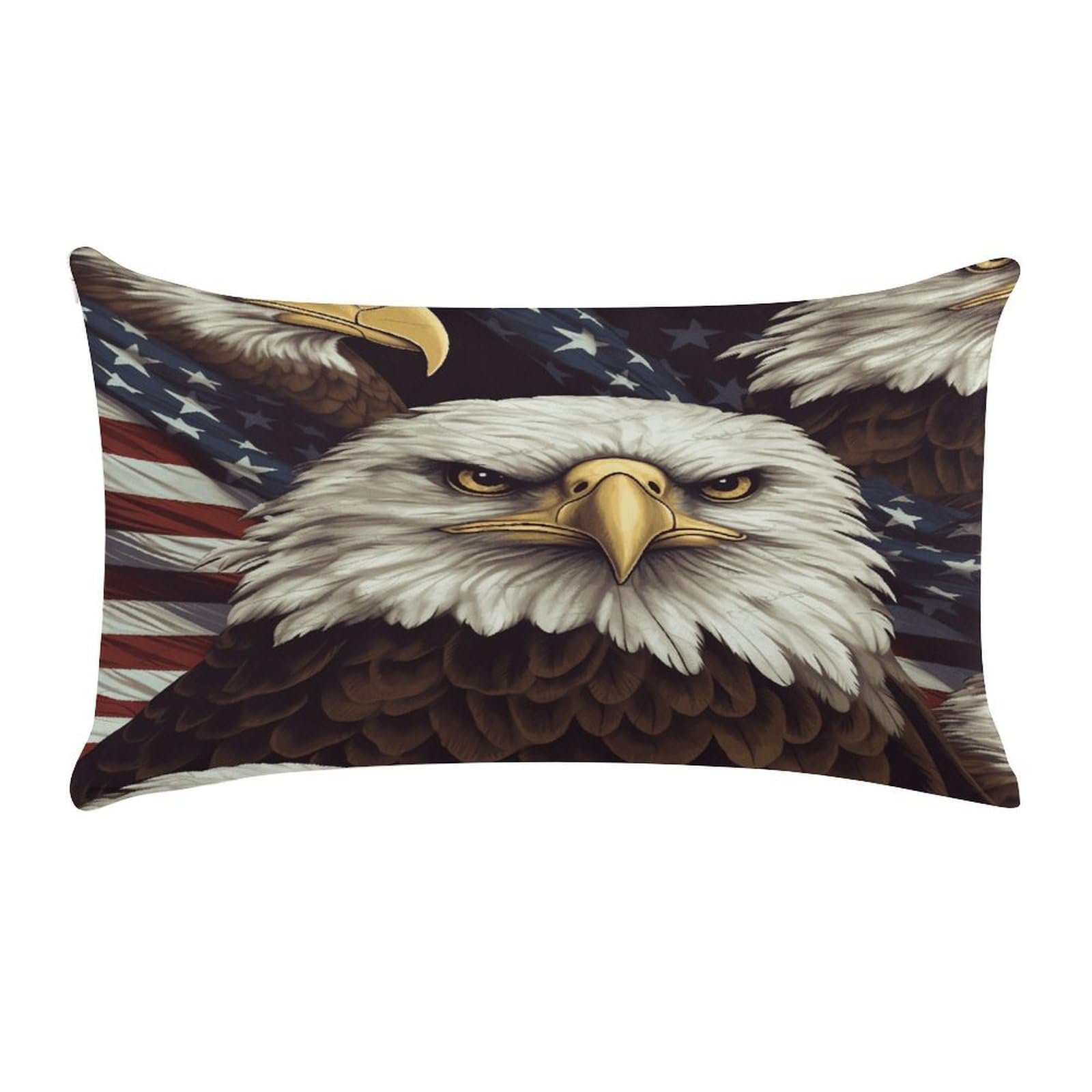VstaDank Bald Eagle Throw Pillow Cover Rectangular Lumbar Throw Pillow Case Soft Farmhouse Accent Decorative Cushion Cases Short Plush Pillowcase with Zipper 12 X 20 Inch