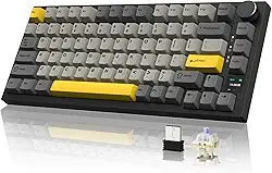 ATTACK SHARK ajazz AK820 Pro Teclado Mecânico Sem Fio TFT Display & Botão Hot Swappable Bluetooth 5.1/2.4G hz/Tipo-C Junta-Montado RGB Backlit Teclado Personalizado para PC/Win (Preto/Presente Switch)