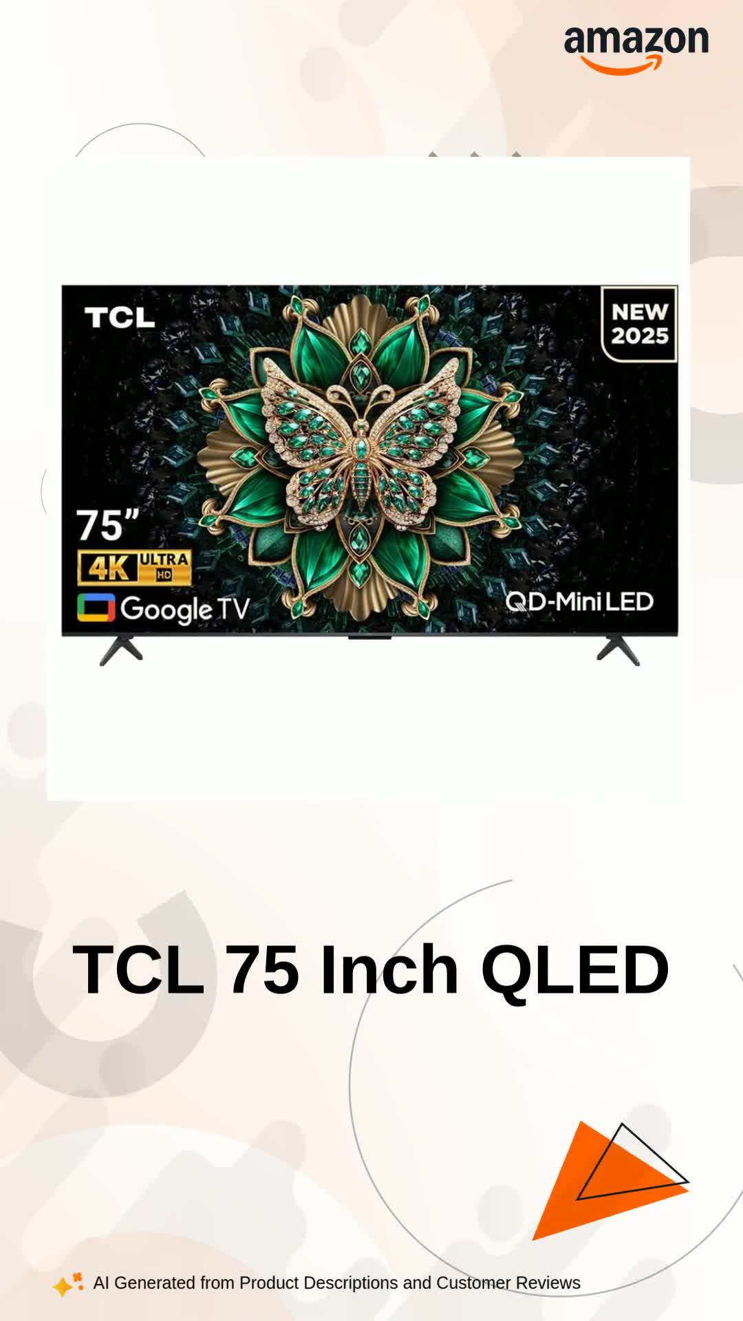 TCL 75C745 75V Mini LED Google TV 2024年製 TCL 75 Inch QLED-MiniLED TV Smart Google TV, 4K Resolution, Dolby