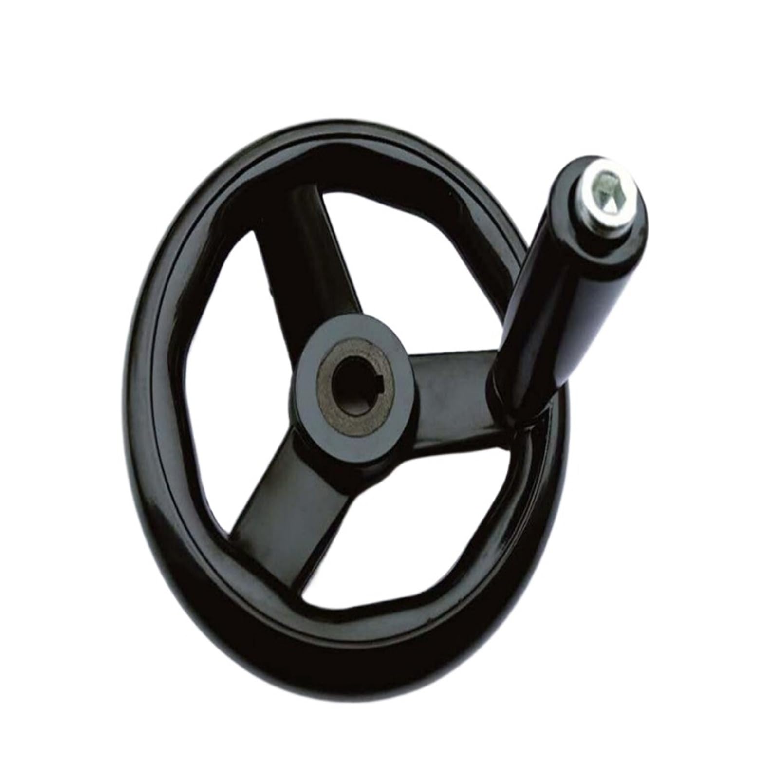 JWSEO Black Machine Lathe Spoked Hand Wheel Wavy Round Three Handwheel 100/125/160/200/250mm(12x100mm 4keyway)