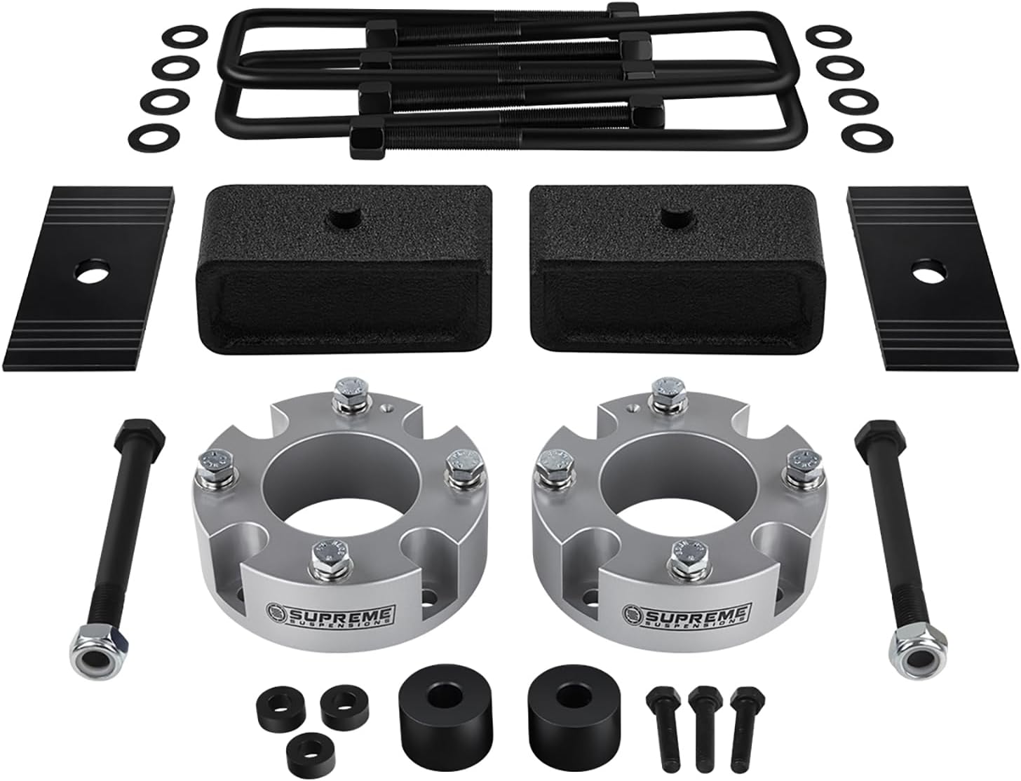 Supreme Suspensions - 3" Front + 2" Rear Lift Kit for 2007-2021 Toyota Tundra 4WD - Full Suspension Lift Kit with Diff Drop Spacers and Axle Shims (Silver)