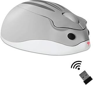 Wireless Mouse Cute Hamster Shaped Computer Mouse 1200DPI Less Noice Portable USB Mouse Cordless Mouse for PC Laptop Computer Notebook MacBook Kids Gift (Gray)