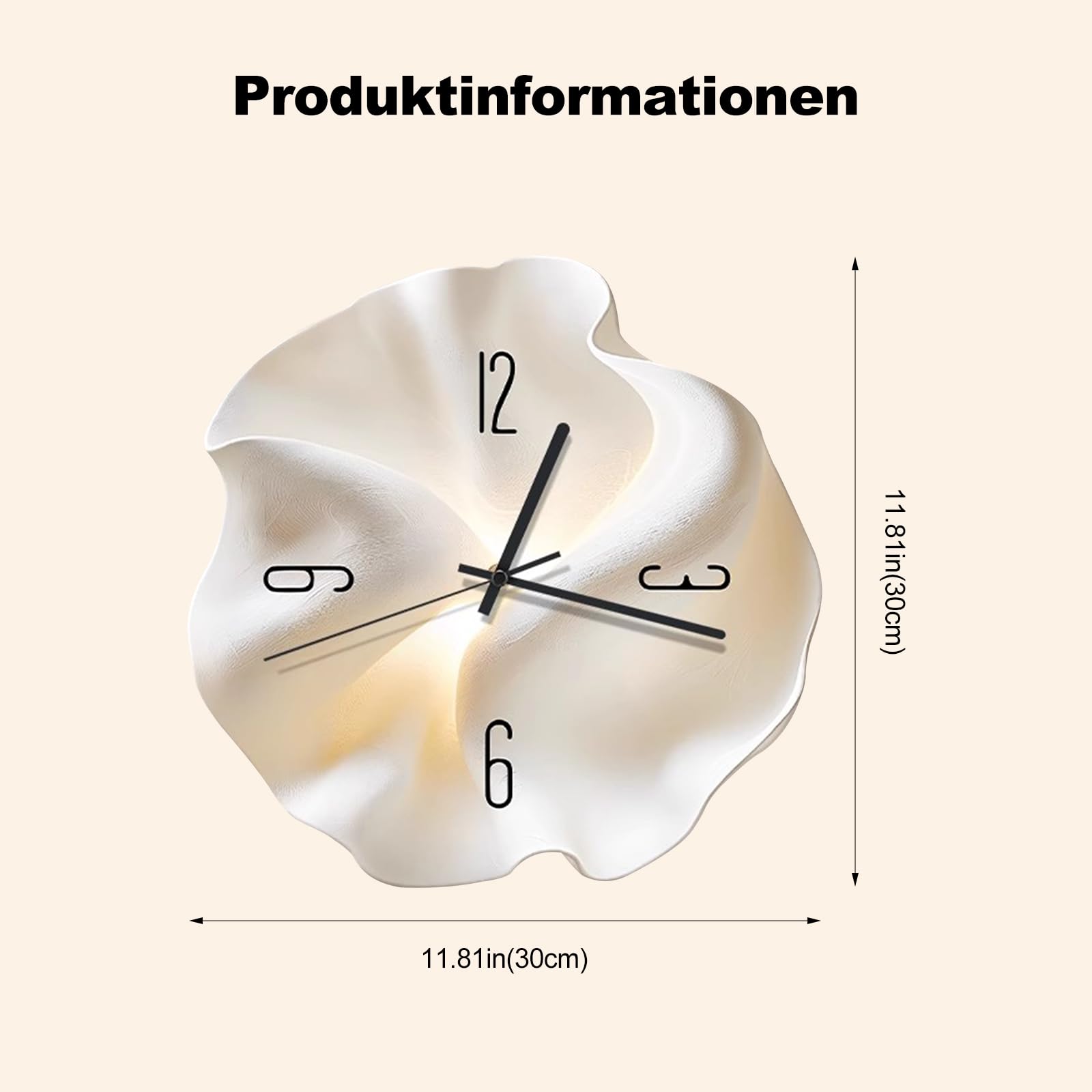 Ergocar Wanduhr, Art-Deco Ohne Tickende Sounds Modernes Kristallporzellan Dreidimensionales Zifferblatt Für Wohnzimmer, Schlafzimmer, Studium, Bürodekoration