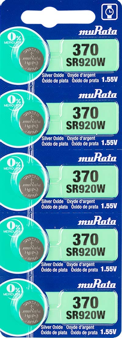 Murata 370 Battery SR920W 1.55V Silver Oxide Watch Button Cell (5 Batteries)