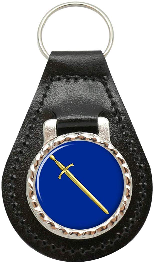 Giftshop Uk Unisex Black Leather And Silver Metal Masonic Lodge Tyler Leather Key Fob