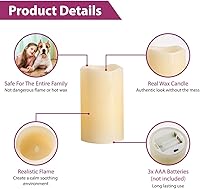Vista 4 de WYZworks Juego de 3 velas LED sin llama de color marfil parpadeantes, Navidad, Navidad, San Valentín, juego de 3 4 pulgadas, 5 pulgadas y 6 pulgadas