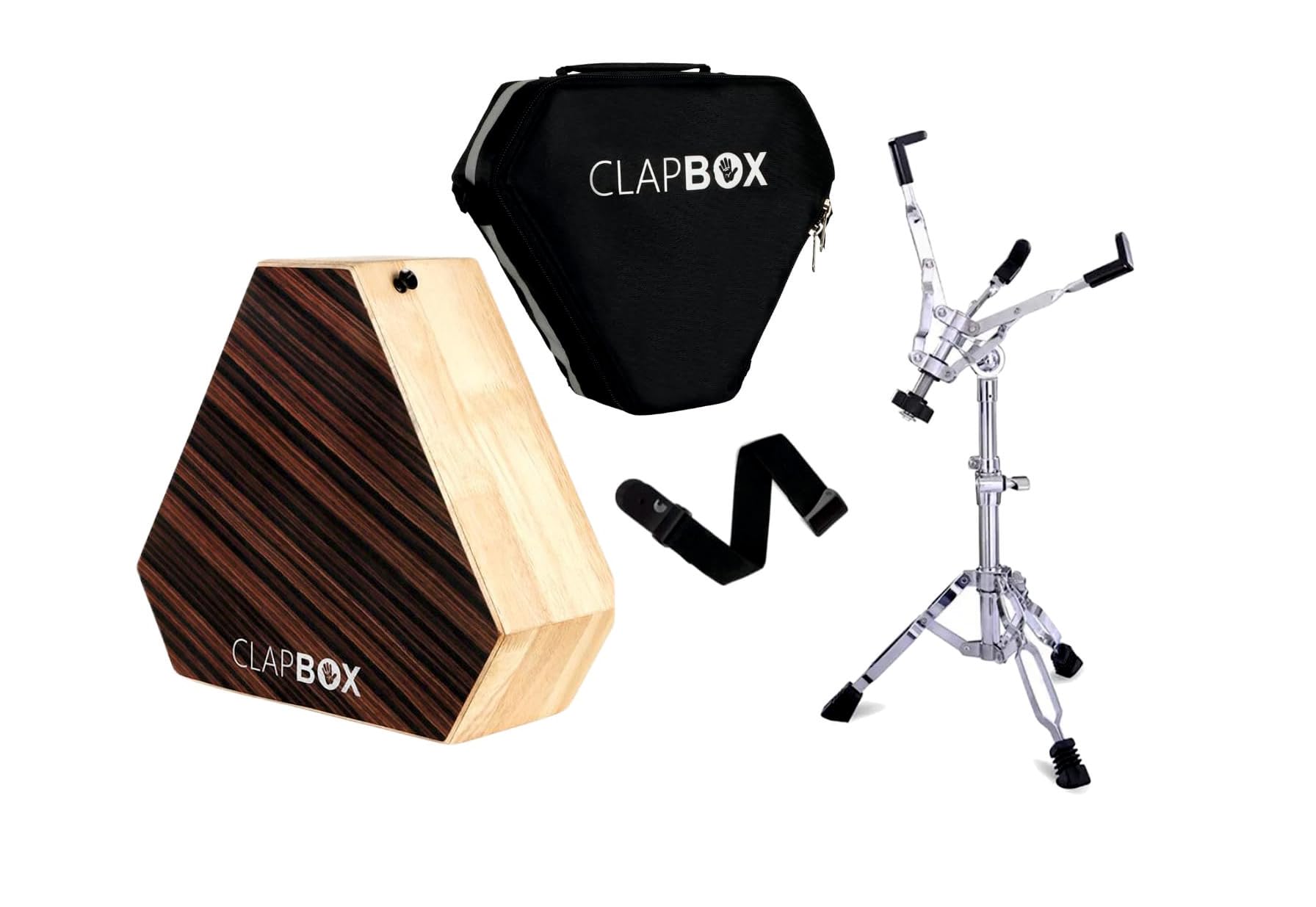 Clapbox Travel Cajon With Stand- (2-sided) Snare, Bongo - Rubber wood with Carry Bag