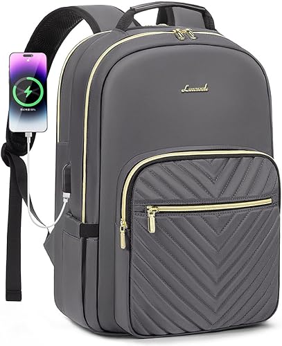 LOVEVOOK - Mochila de 17.3 pulgadas para laptop, para mujer, bolsa de laptop para mujer, mochila de viaje impermeable, elegante mochila para mujer,