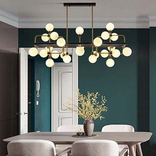 Miniatura 2 de Lámpara de araña industrial Sputnik larga rectangular, vintage durante la iluminación, lámpara de techo colgante de frijol mágico de hierro forjado