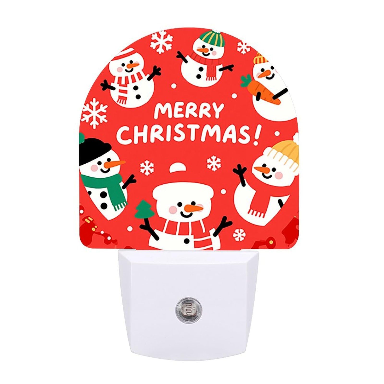 FodPand Night Light Plug Into Wall with Dusk to Dawn Sensor 0.5w Modern LED Xmas Snowman Plug in Night Lamp Warm White Glow Nightlight for Bedroom Hallway Kitchen Bathroom Stairs Corridor(Fan)
