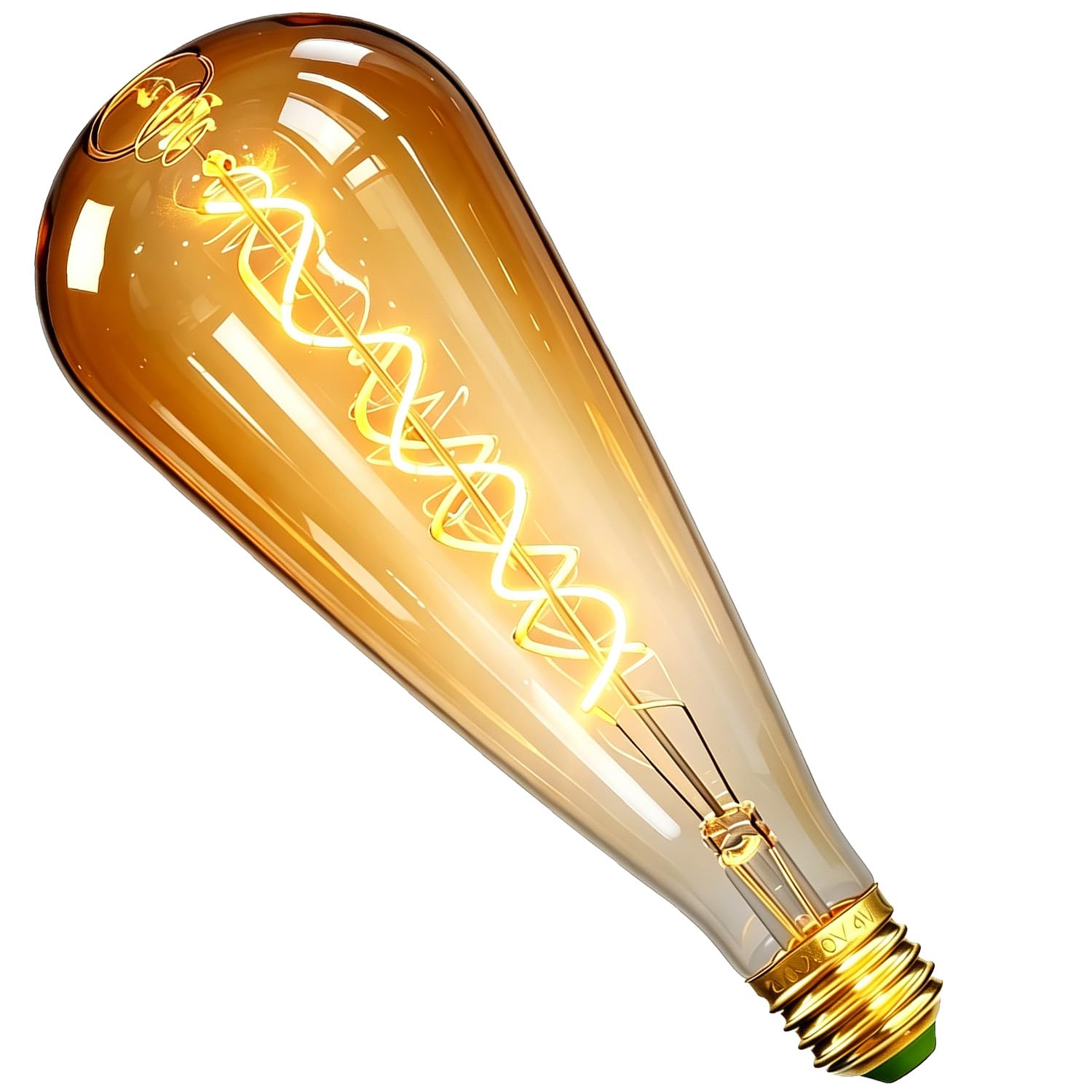 xinfulin LED Flexible Filament Bulb, 25W Equiv 4W Dimmable E27, 2000K Warm Yellow Amber Glass Water Drop Shape, Ambient Mood Light 220V