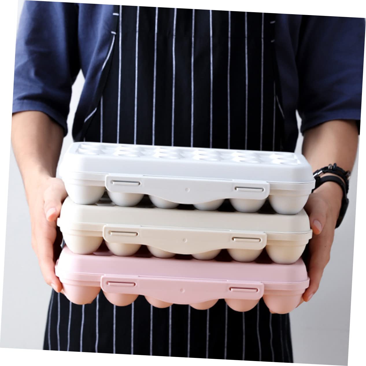 BESTonZON 2 Piezas 18 Cajas De Almacenamiento con Tapas Contenedor De del Refrigerador Organizador De Porta con Tapa Huevera De Despensa Bandeja De Superpuesto