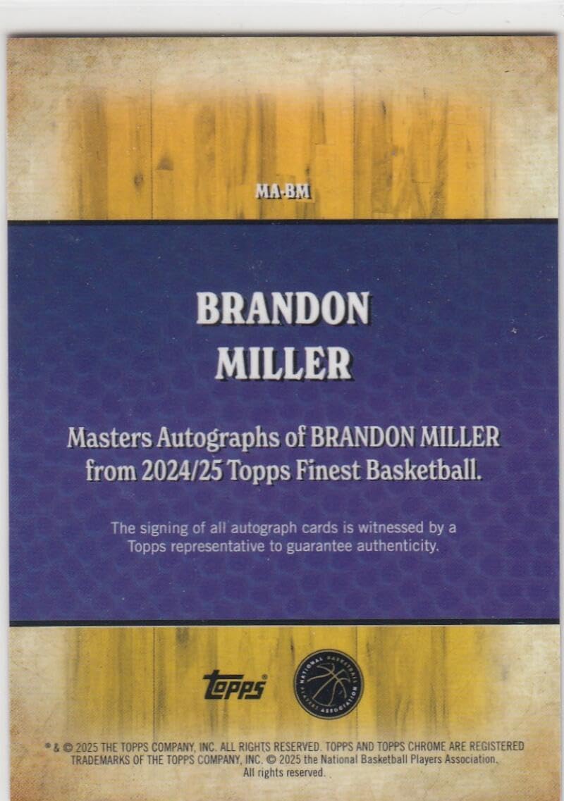 Basketball Trading Card 2024-25 Topps Finest Red Geometric Refractor #12 Brandon Miller Common EX/NM 8/10