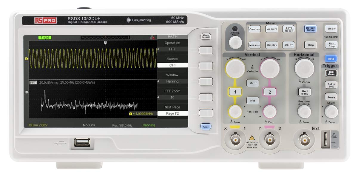 Пеш view of the RS PRO RSDS 1052 DL+ Digital Storage Oscilloscope