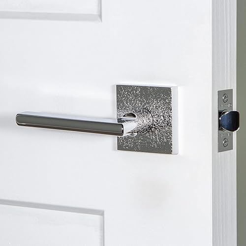 Miniatura 2 de Viaggio Quadrato - Rosetón de piel con palanca Milano en cromo brillante, para zurdos