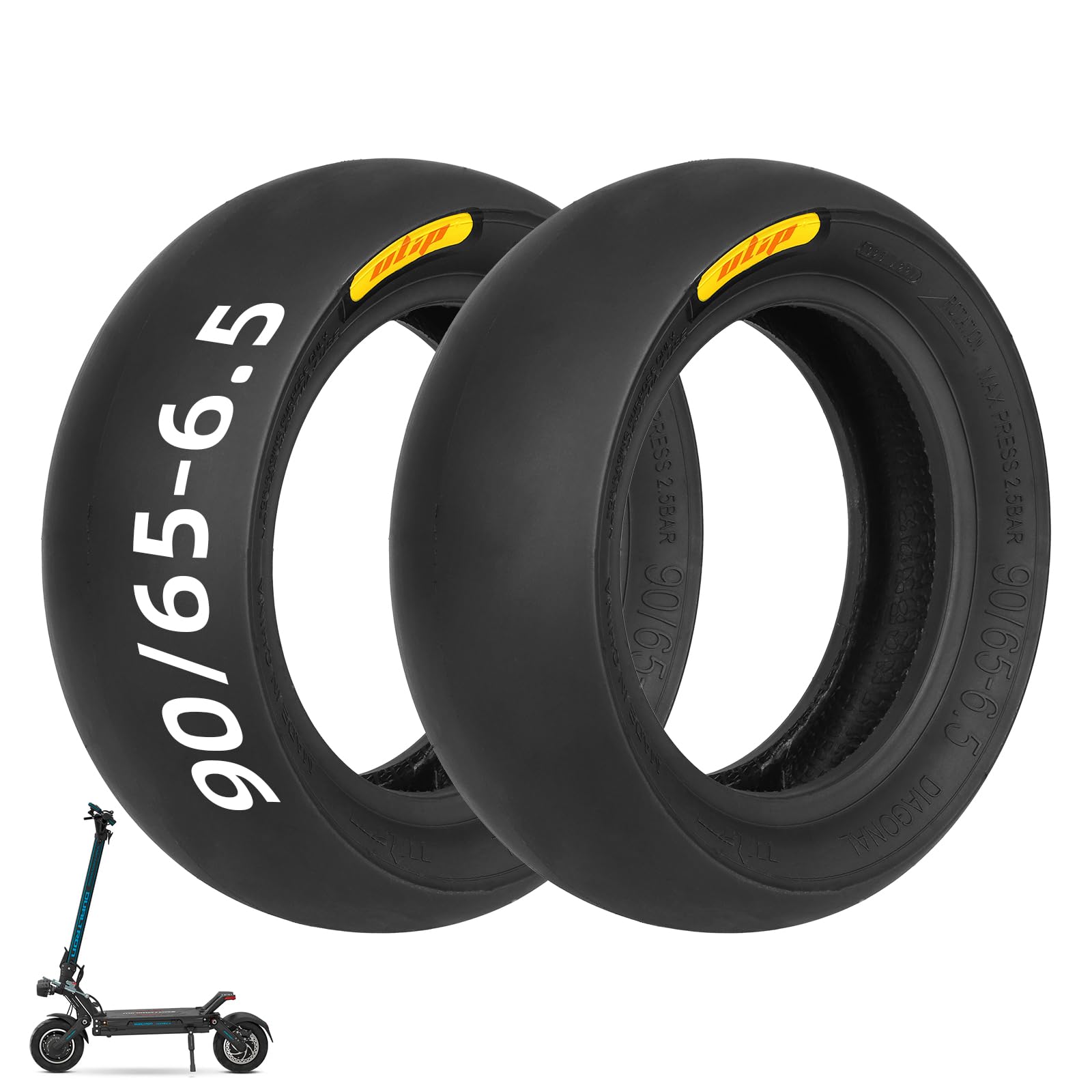 ulip 2PCS 90/65-6,5 neumáticos de carreras Slick neumáticos sin cámara para Dualtron Zero 11X Speedual Plus Scooter