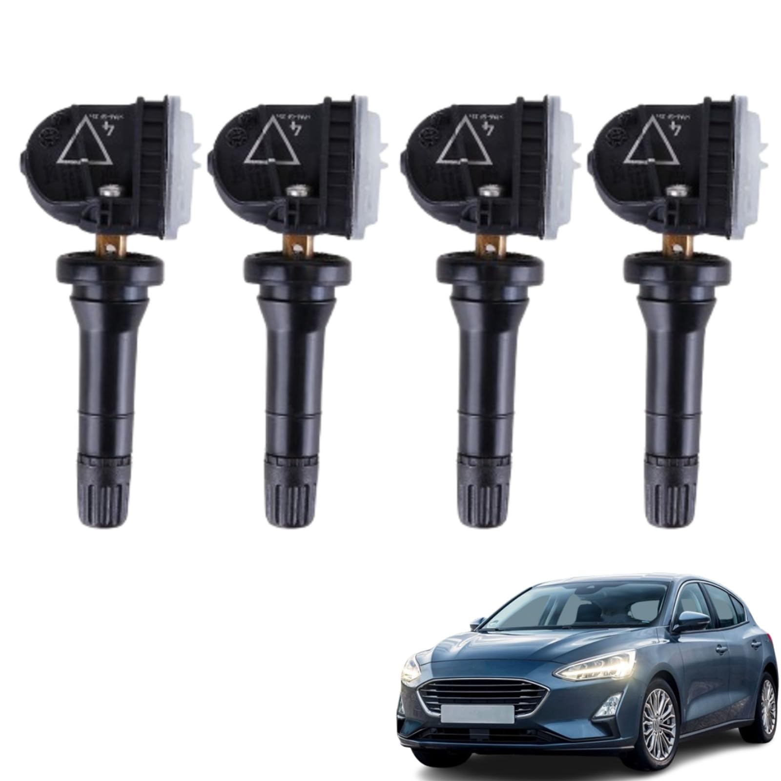 Paquete de 4 sensores de presión de neumáticos 2318453 5291383 2036804 Compatible con Ford Galaxy S-Max Edge Fiesta Mondeo Mustang TPMS, sensores del sistema de control de presión de neumáticos