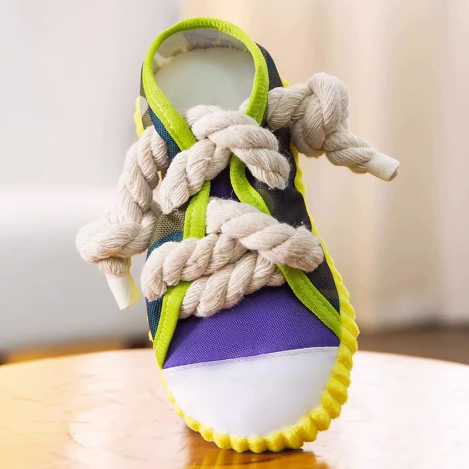 HDKUW Dog Squeaky Toys, Sneakers Canvas Shoes Shape Dog Chew Toys for Small Dogs, Tough Durable Squeaky Interactive Dog Rope Toys, Puppy Teeth