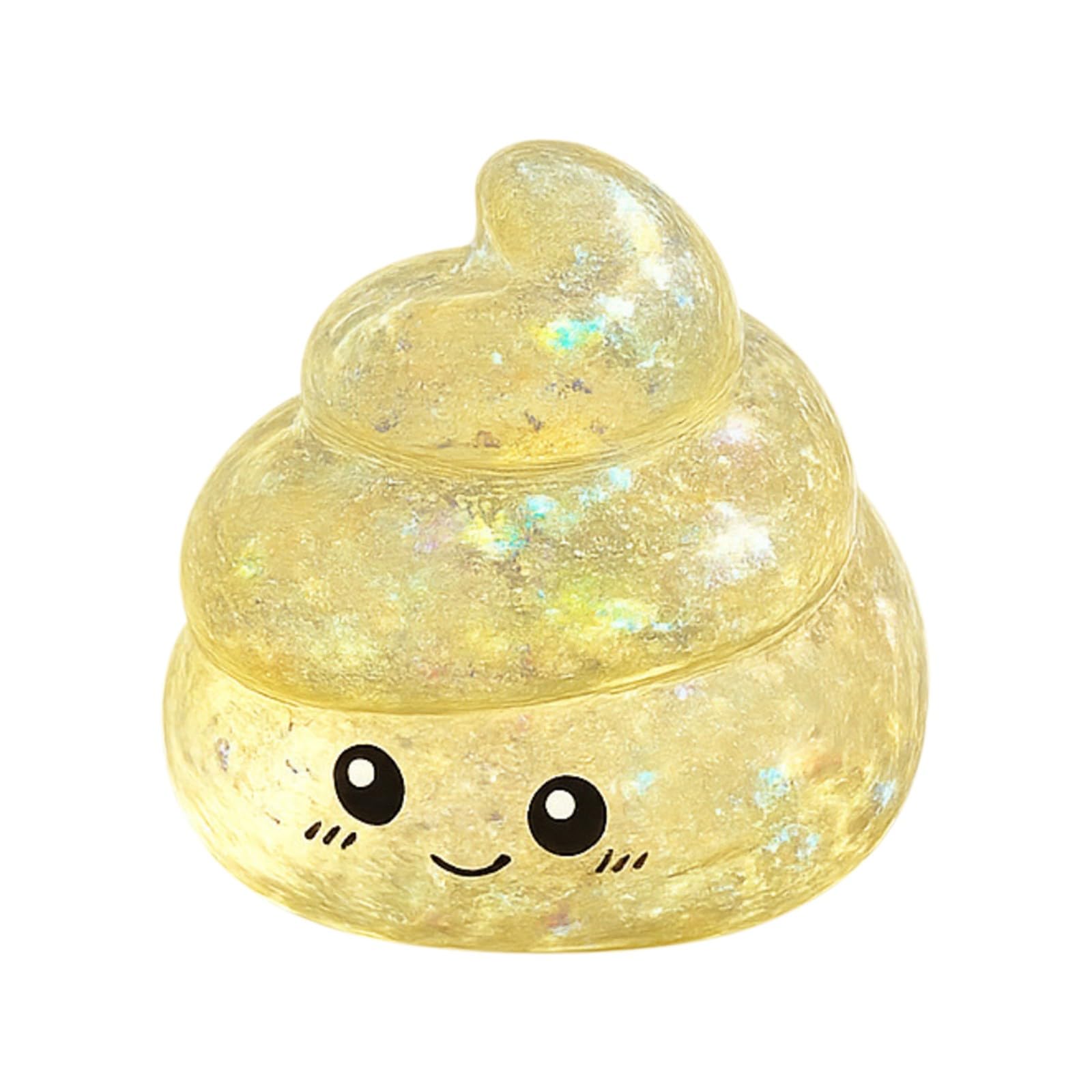 Glitter Squishy Stress Ball, Funny Poo Shaped Novelty Fidget Toy for Adults, Desk Stress Relief, Joke Gift (Yellow)