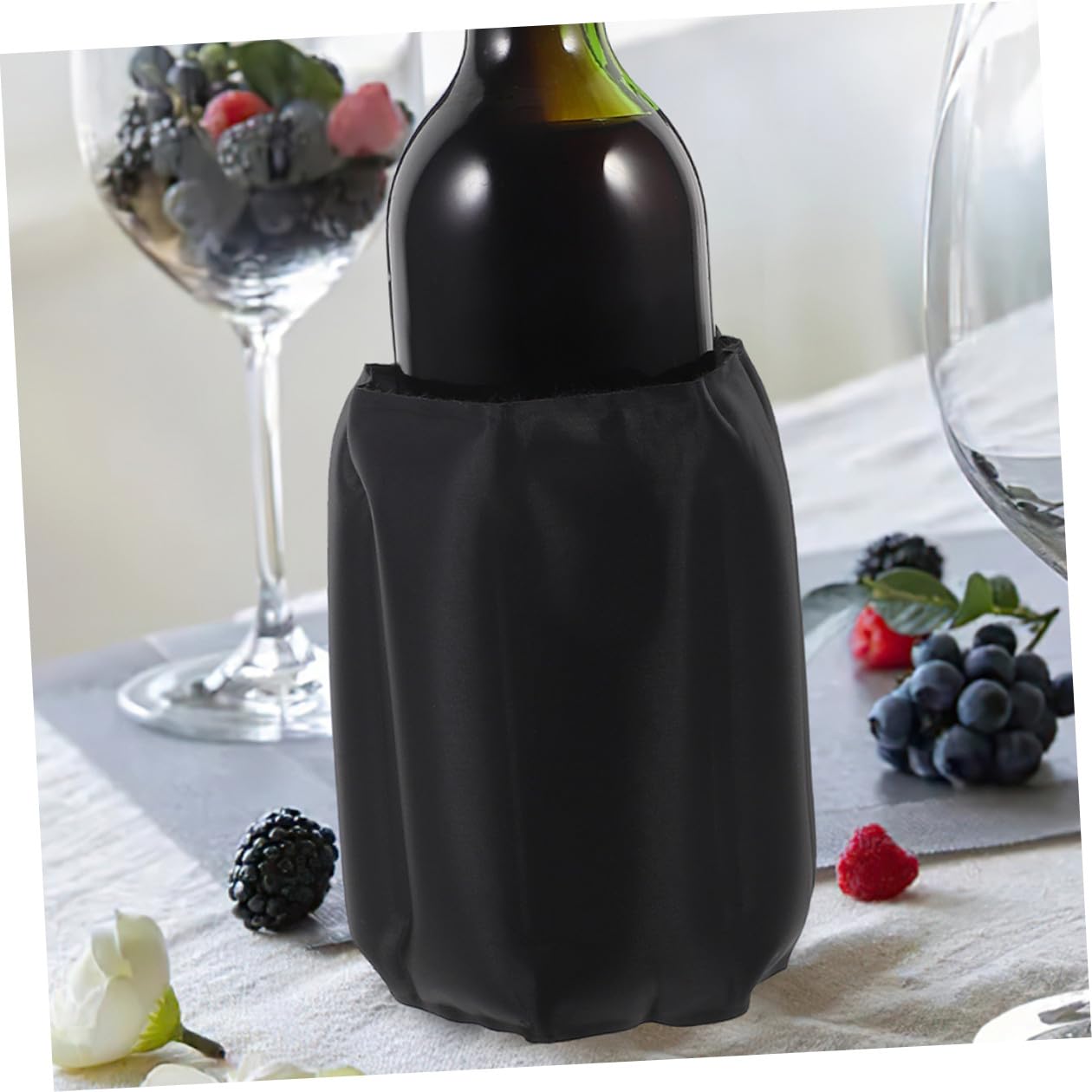 Fasce Refrigeranti per Bottiglie Vino e Birra, 2 Pezzi Nero