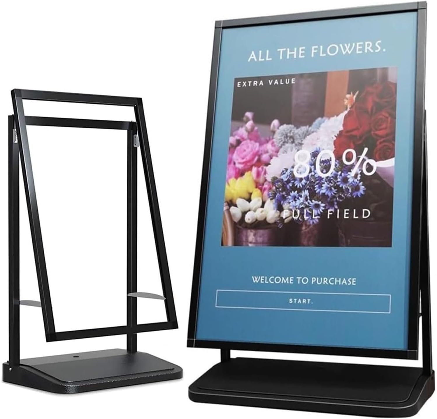Heavy Duty Sidewalk Sign Holder, A-Frame Water-Injection Sandwich Board for Businesses, 24x36 Inch Poster Display