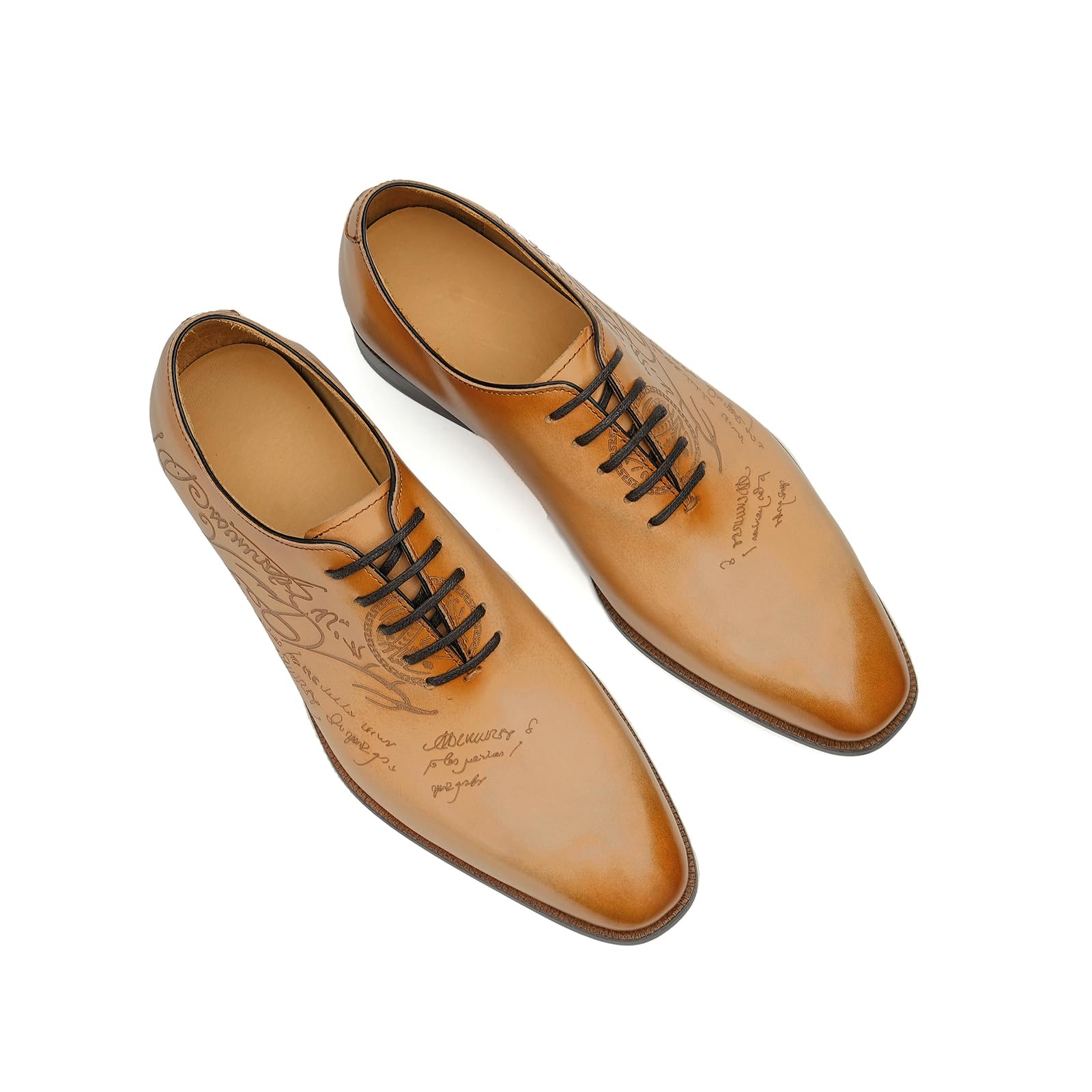 Générique Oxfords Formels en Cuir Poli pour Hommes Chaussures Habillées Rétro à Lacets Faites à la Main