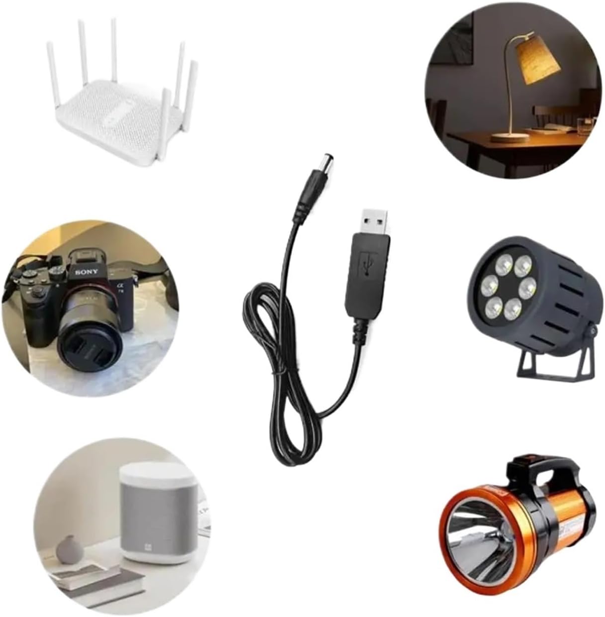 W/i/Fi to Powerbank Cable Connector DC 5V to 12V USB Power Cable Boost Converter Step-up Cord for W/i/Fi Router Modem Fan(12V Cable)