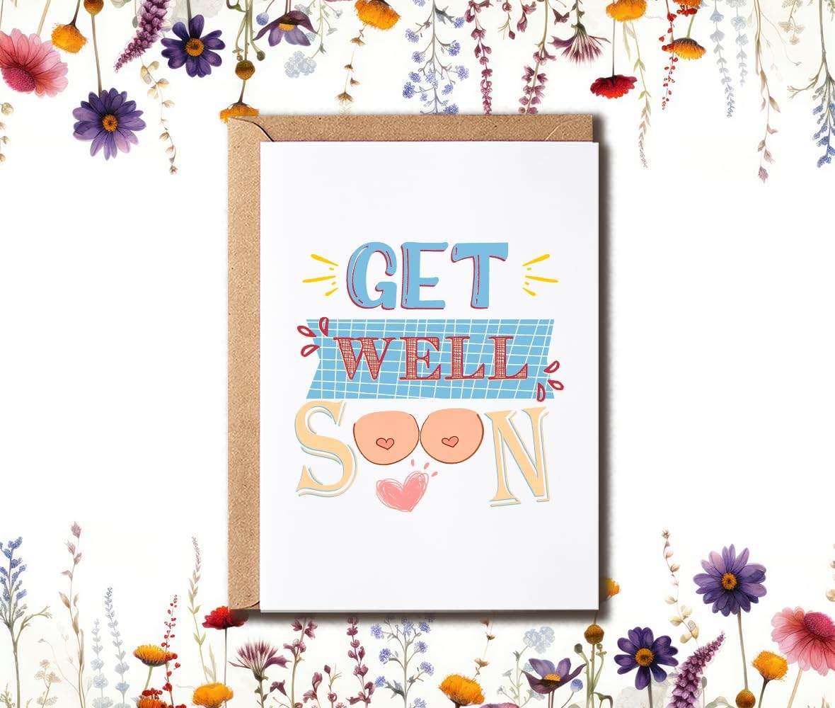 Get Well Soon Rude Card - Boobs Naughty Card - Get Well Breast Card - New Boobs Funny Card - Cancer Hilarious Card, White - Image 4