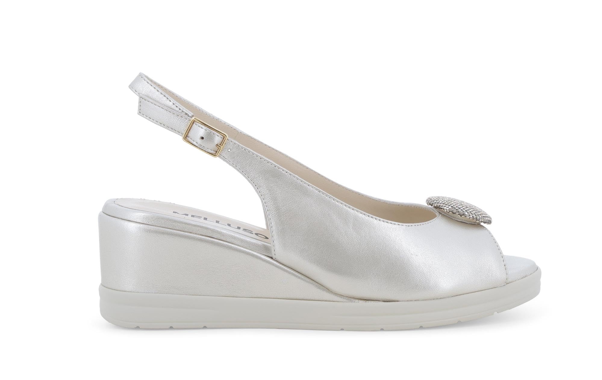 Sandale compensée argentée Melluso R80432Q chaussure été - 5