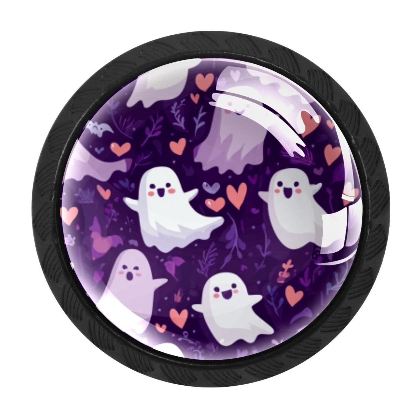 CHENZZZZ 4 Pack Black Cute Ghost Kitchen Handles, Cabinet Pulls Hardware for Cupboard Drawer Knobs Dresser Pulls