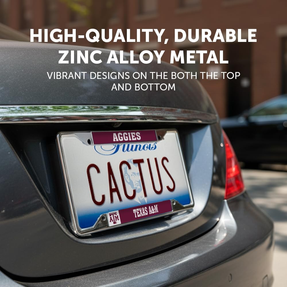 Desert Cactus Texas A&M University Car Accessories Aggies Metal License Plate Frame and Tag Holder for Front or Rear of Car (Mascot) - Image 4