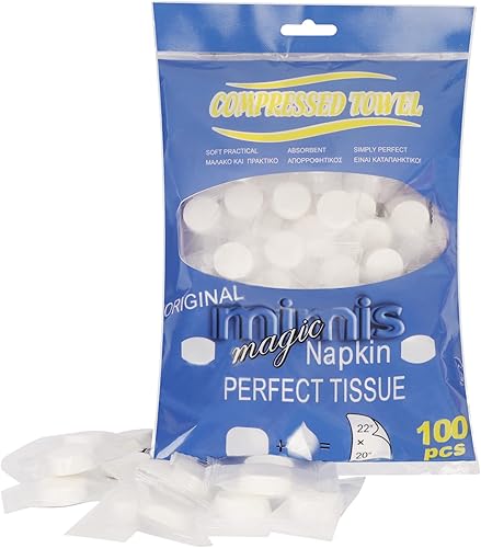 Colorlife Toallas comprimidas, 100 unidades, desechables, portátiles, mini tabletas, tejido de algodón para monedas, para viajes, senderismo,