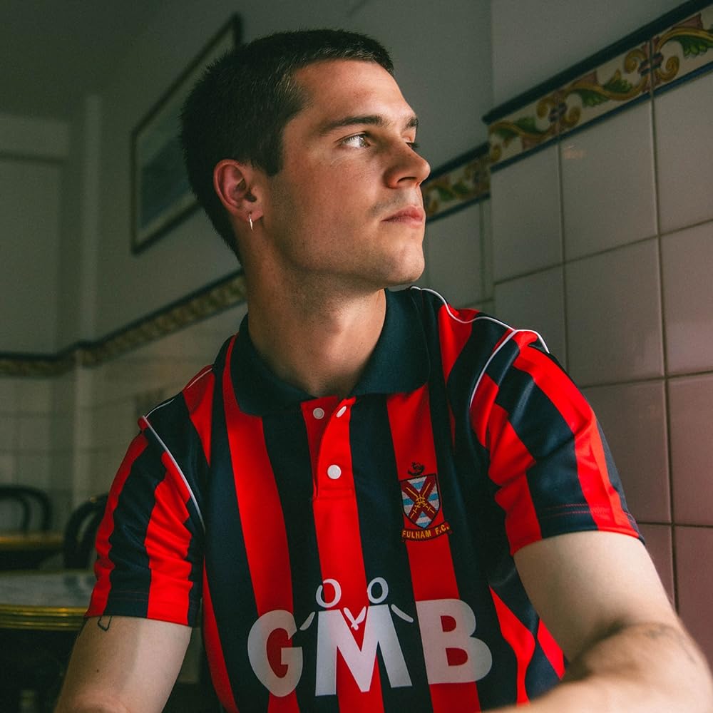 COPA - Maglia da Trasferta retrò - Calcio - Uomo - Fulham FC 1993/94 - Rosso/Nero - 100% Poliestere