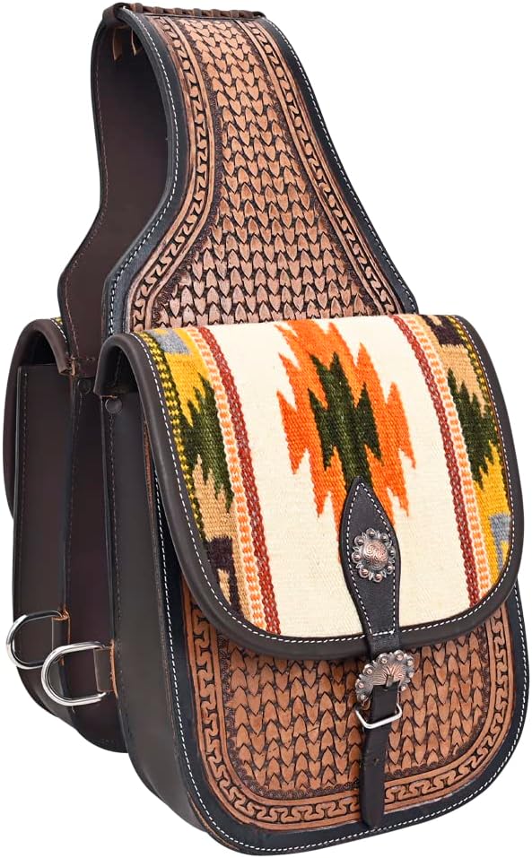 HILASON Soft Leather Horse Saddle Bag Brown | Equestrian Western Adjustable Closure