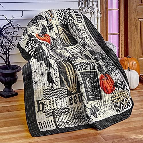 Nevermore Quilted Halloween Throw Blanket