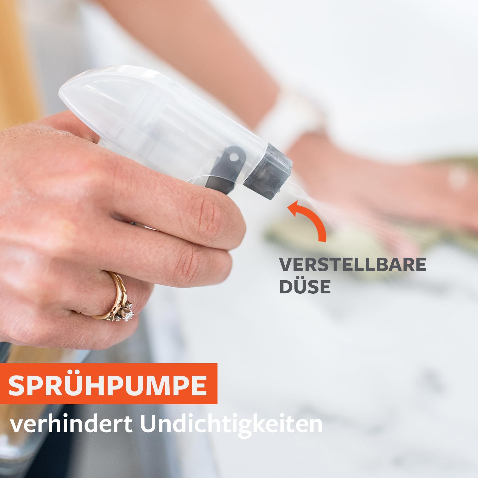 Full Circle Bottle Service Glas-Sprühflasche mit einstellbarem Zerstäuber für Putzmittel oder zur Pflanzenpflege - Wiederverwendbare Spühflasche mit Bambushals und Silikonbasis - 475ml