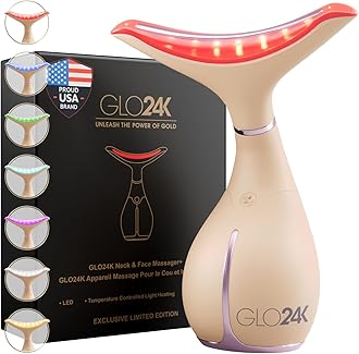 GLO24K 7 Color Beauty Device – Triple LED Action & Vibration Technology Facial and Neck Massager