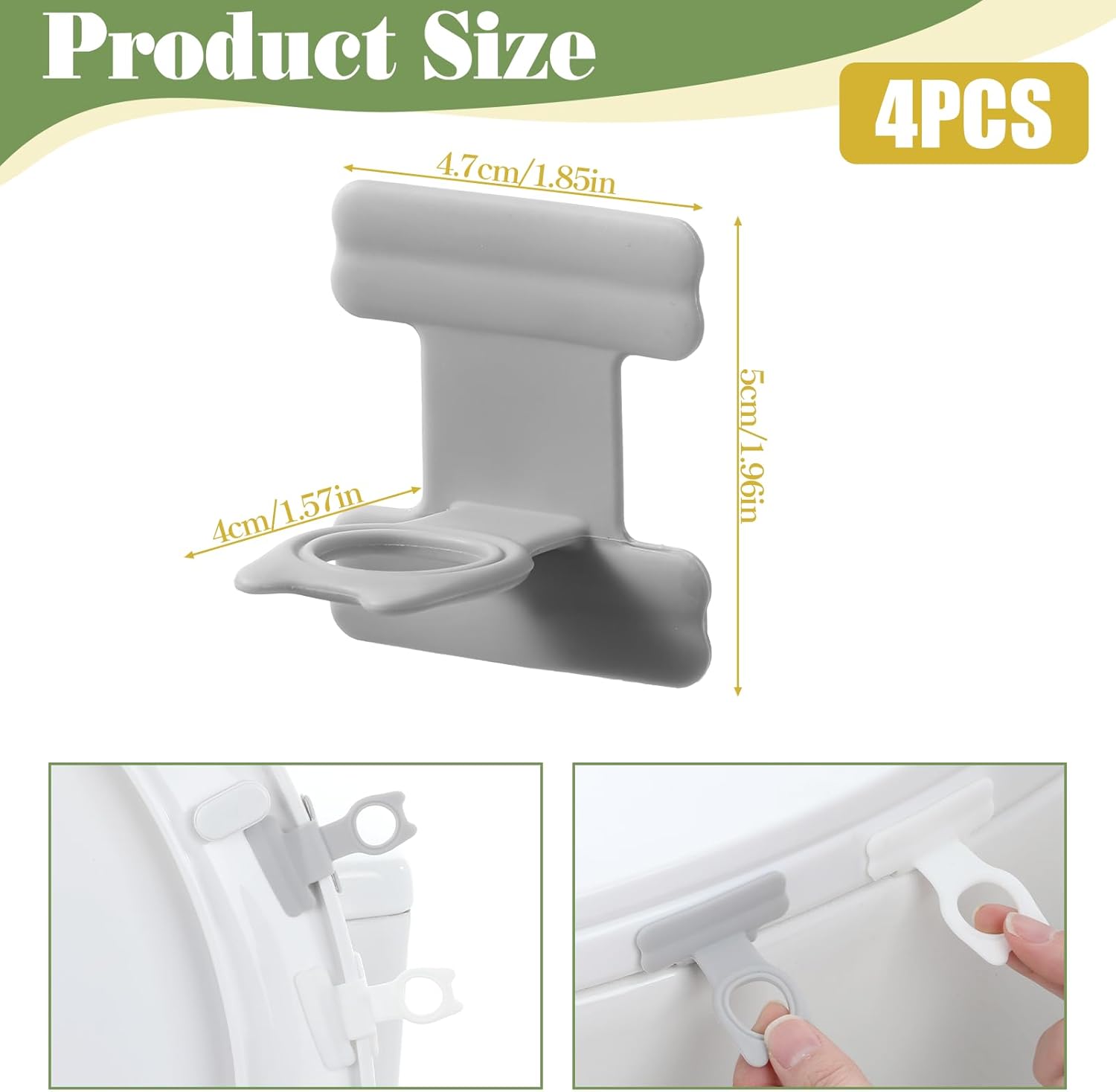 4 PCS Toilet Seat Lifter Tab, Silicone Toilet Seat Lid Lifter, Toilets Handle Tabs Can Avoid Touching the Toilets for Home Bathroom, Office, Hotel (White, Gray)