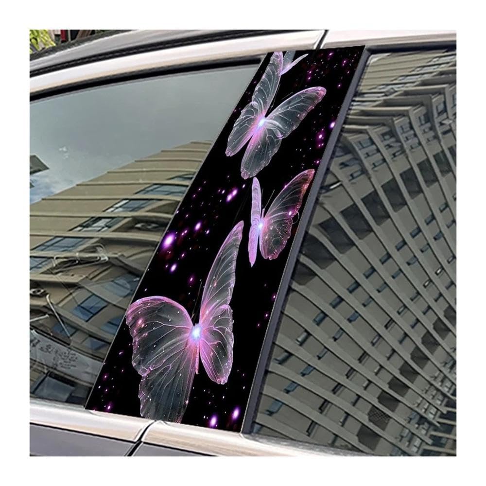 Bertdcx One Color Pink Transparent Butterfly Car B Pillar Sticker Auto Parts