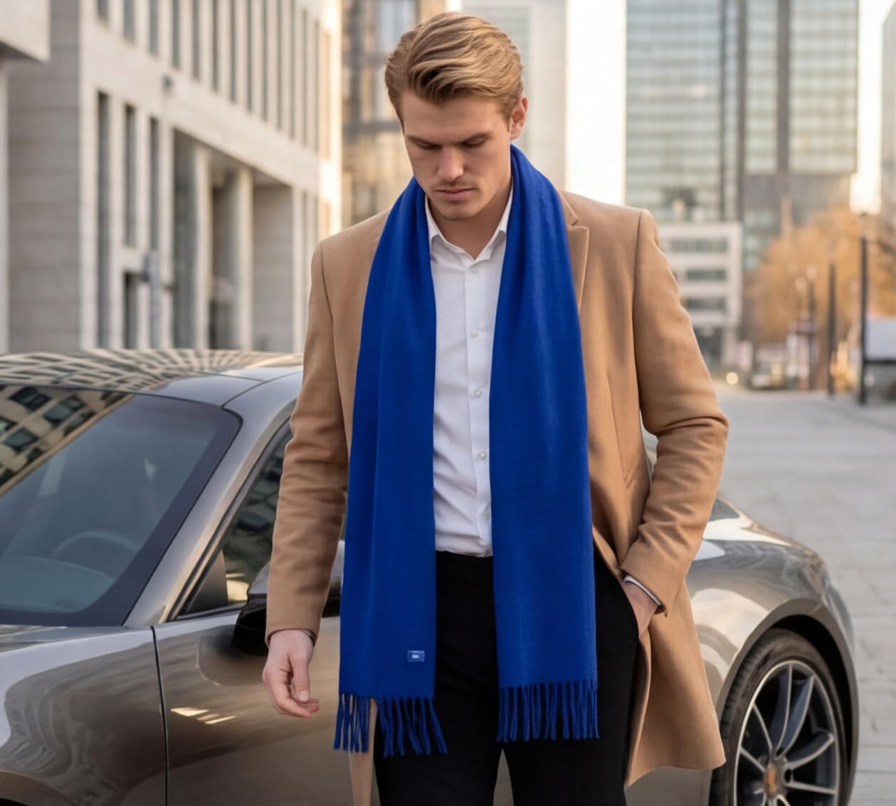 Szal męski kaszmirowy stylowy wiosna 185 x 65 cm elegancki na formalne okazje kaszmirowy szal pashmina szalik wełniany szal wełniany jednokolorowy