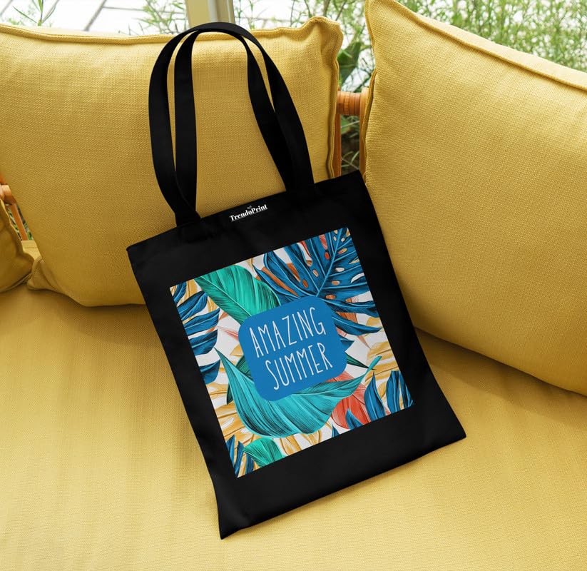 Image of TrendoPrint Reusable Shopping Bag Canvas Tote Bag for Grocery, College, Office & Shoulder Handbag Travel Bag for Men and Women (14x16 inches)
