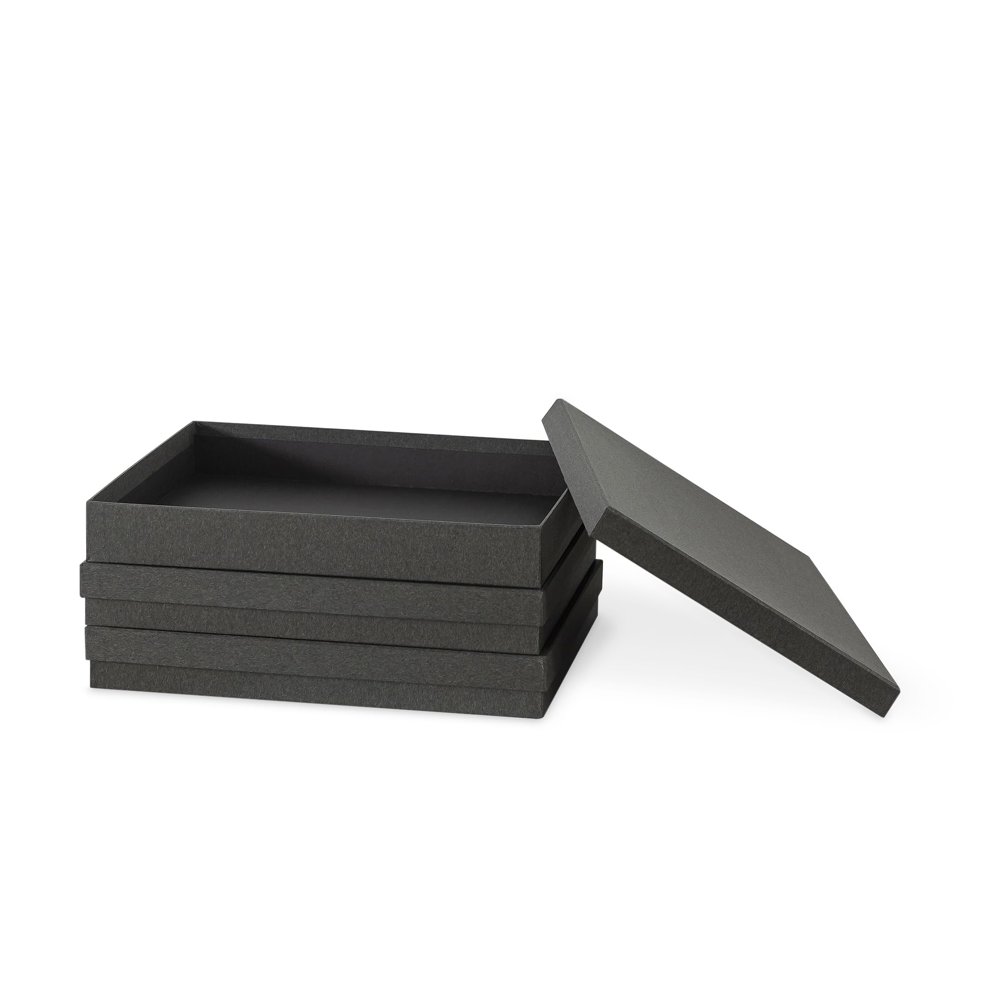 Soul & Lane Scatole portadocumenti, set di 3 (33,5 x 24,9 x 4,6 cm), organizer versatile per foto e artigianato, per casa e ufficio, impilabili, in cartone per lettere, file e cimeli, grigio ardesia