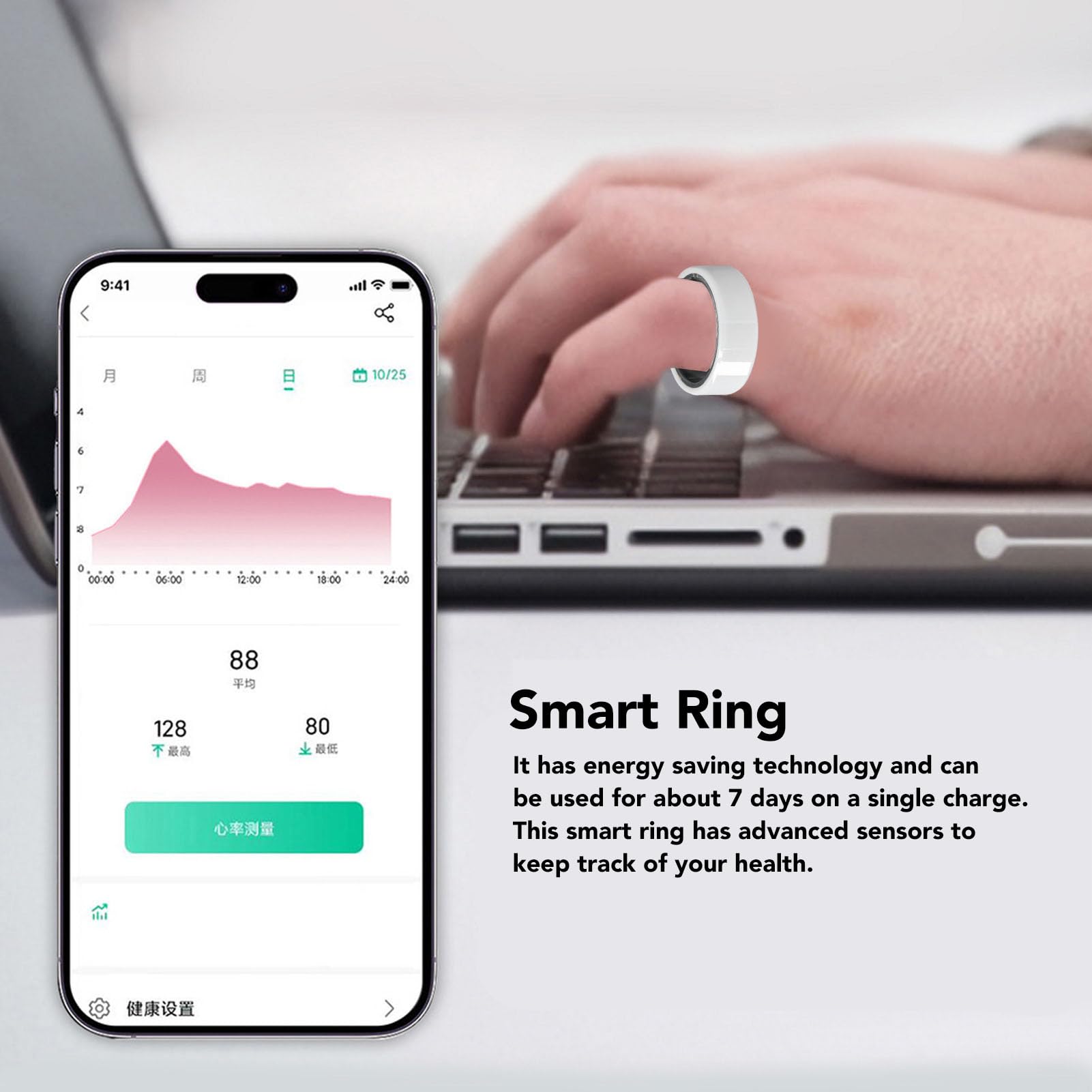 Generic Smart Ring, Fashionable Fitness Health, Support IP68 Waterproof Sleep Monitoring Step Counting, Lightweight Health Ring for Women Men Daily Use (Inner Diameter 21.5mm), Genericrihs2uzfcx-14