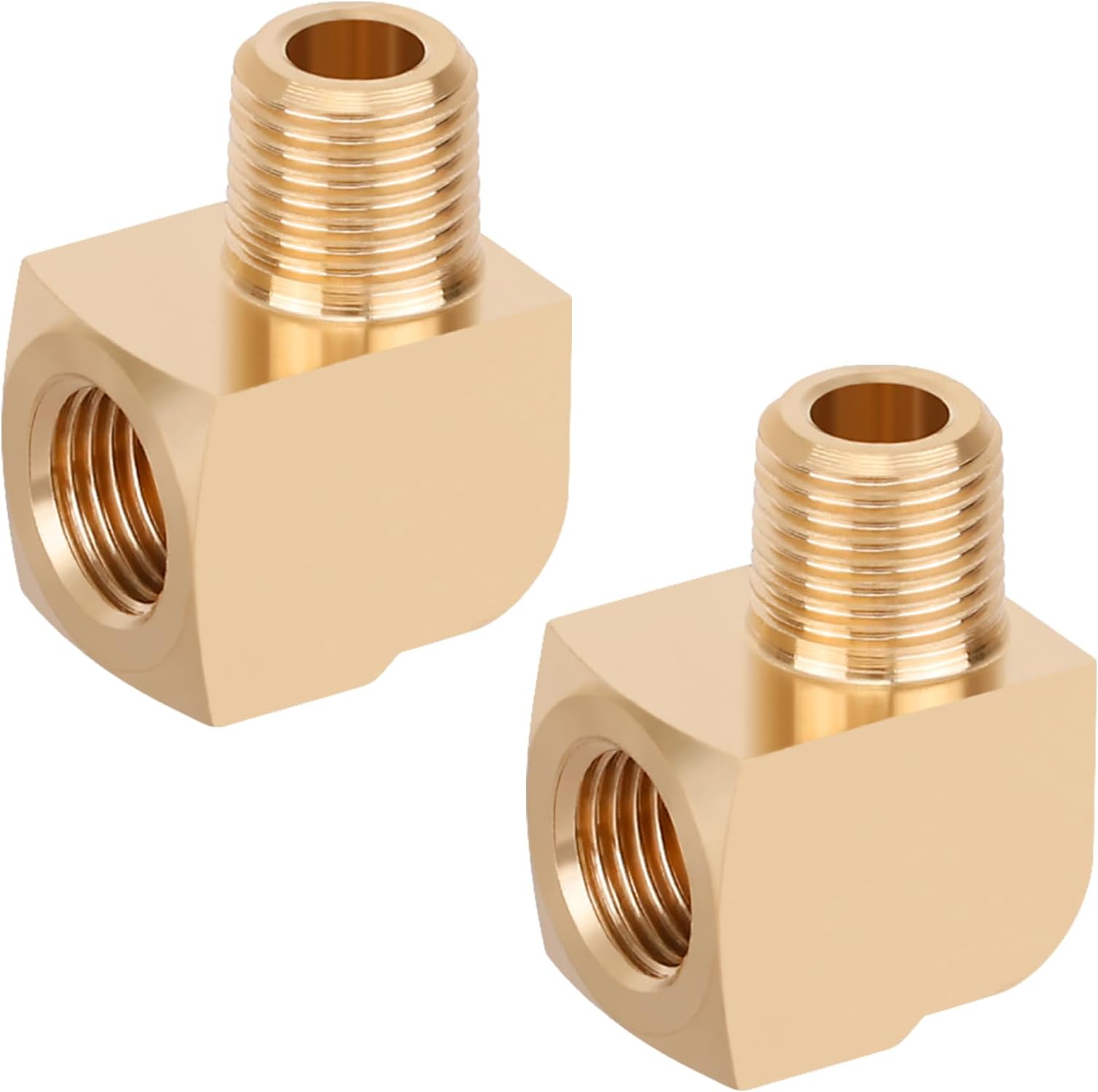 2pcs 1/8โ Brass Fittings 90 Degree Barstock Street Elbow 1/8" NPT Male Pipe to 1/8" NPT Female Pipe Elbow Forged Brass Pipe Fittings