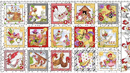 Loralie Designs Chicken Chique Fabric Panel for Quilting