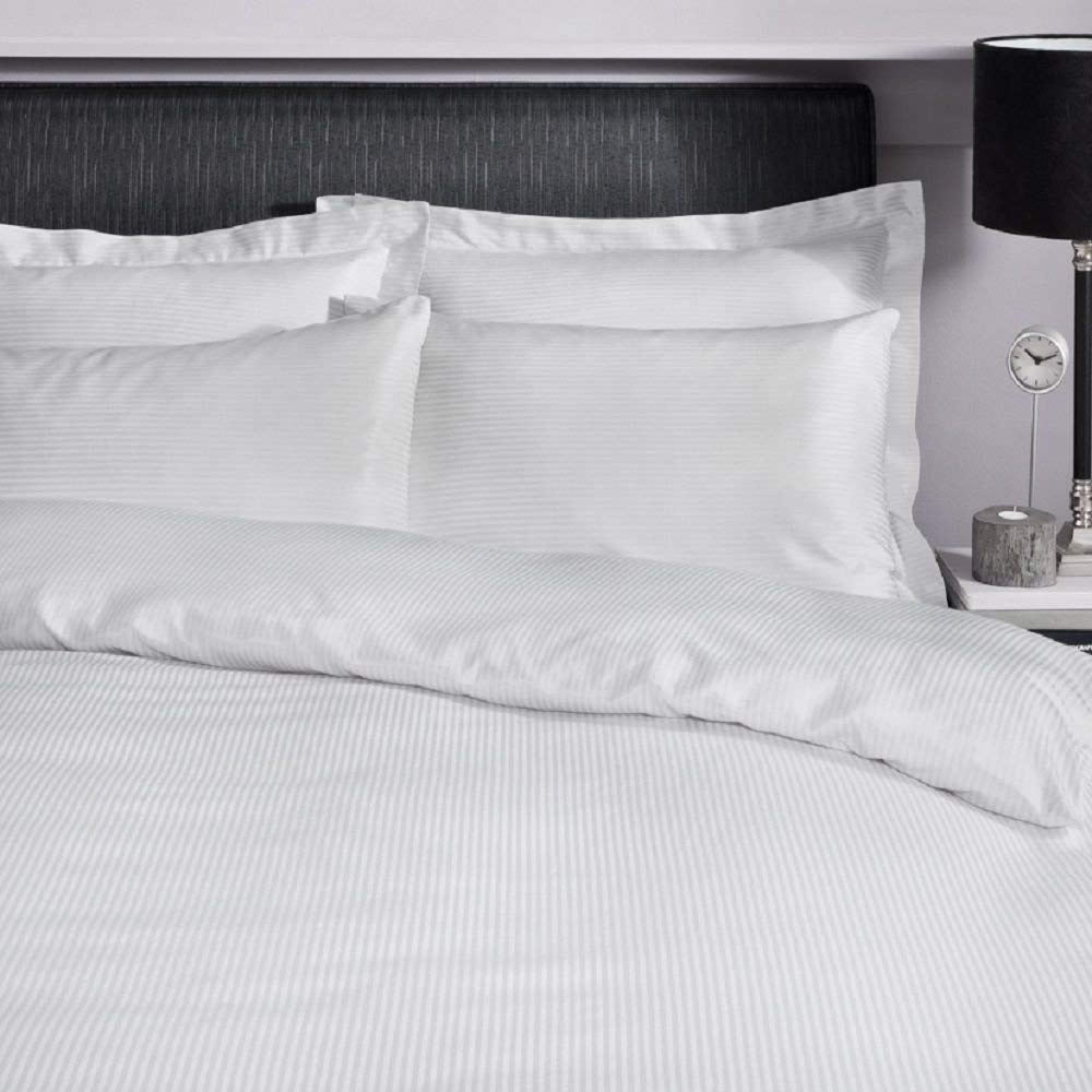 Catherine LansfieldPlatinum Satin Stripe 300 Thread Count Oxford Pillow Cases, White, Pair by Catherine Lansfield