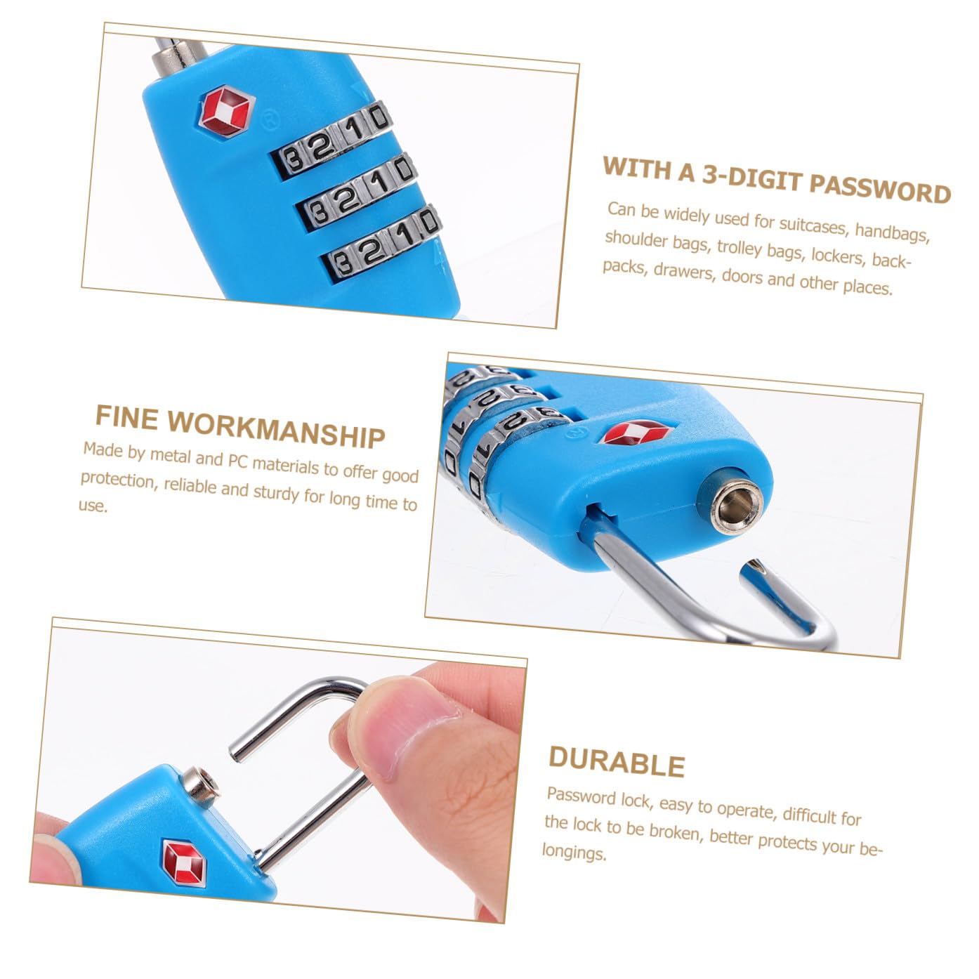 PACKOVE 4piezas Candados De Equipaje De Combinación Tsa Cerraduras De Metal Para Maletas Mochilas y Gimnasios Seguridad y Antirrobo Ajustables y Portátiles